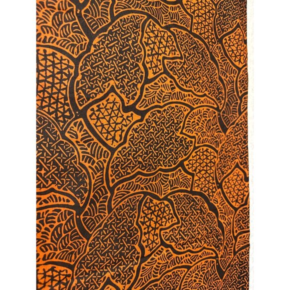 African-Inspired Geometric Print Fabric 18x20" Vibrant Orange & Black Design Cra - Picture 1 of 4